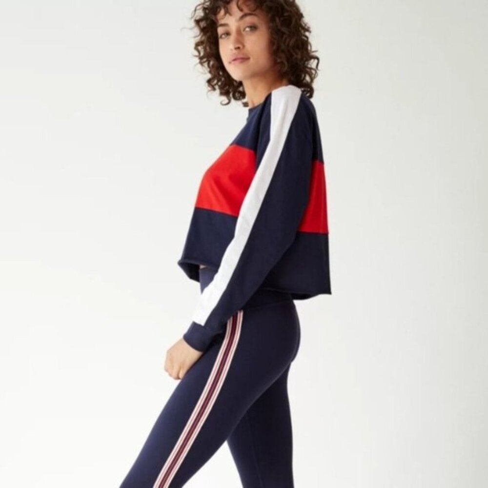 Aritzia TNA Agden Starboard Gojiberry & White Long Sleeve Tshirt Size S